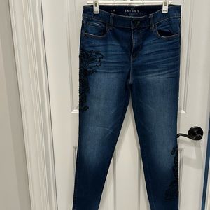 White House/Black Market jeans with black beaded stitching